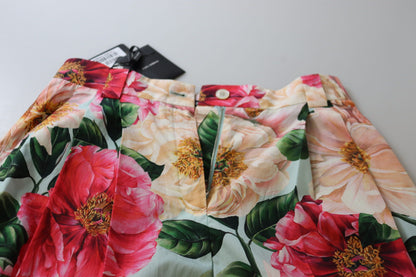 Dolce & Gabbana Multicolor Flora Printed High Waist Cropped Trouser Pants by Dolce & Gabbana