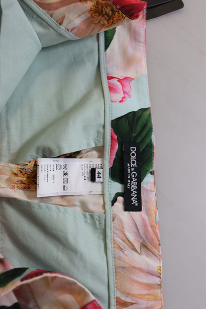 Dolce & Gabbana Multicolor Flora Printed High Waist Cropped Trouser Pants by Dolce & Gabbana