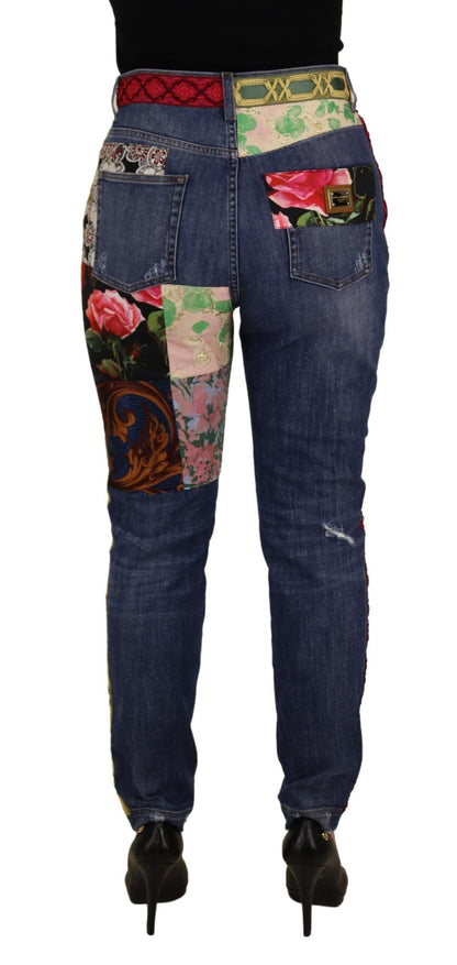 Dolce & Gabbana Blue Patchwork High Waist Denim Jeans by Dolce & Gabbana