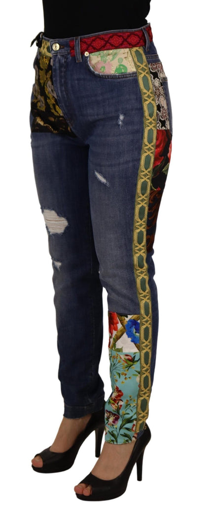 Dolce & Gabbana Blue Patchwork High Waist Denim Jeans by Dolce & Gabbana