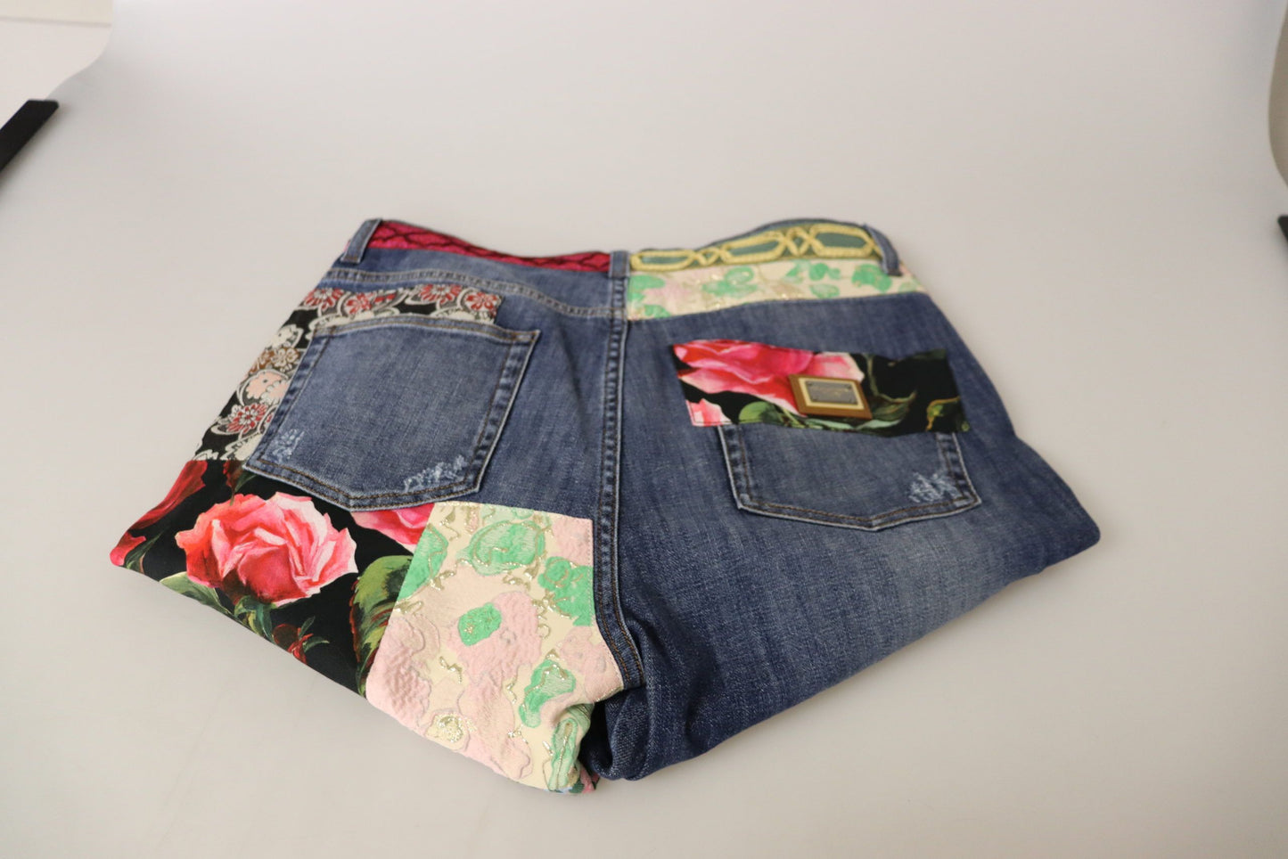 Dolce & Gabbana Blue Patchwork High Waist Denim Jeans by Dolce & Gabbana