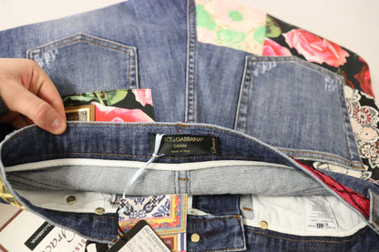 Dolce & Gabbana Blue Patchwork High Waist Denim Jeans by Dolce & Gabbana