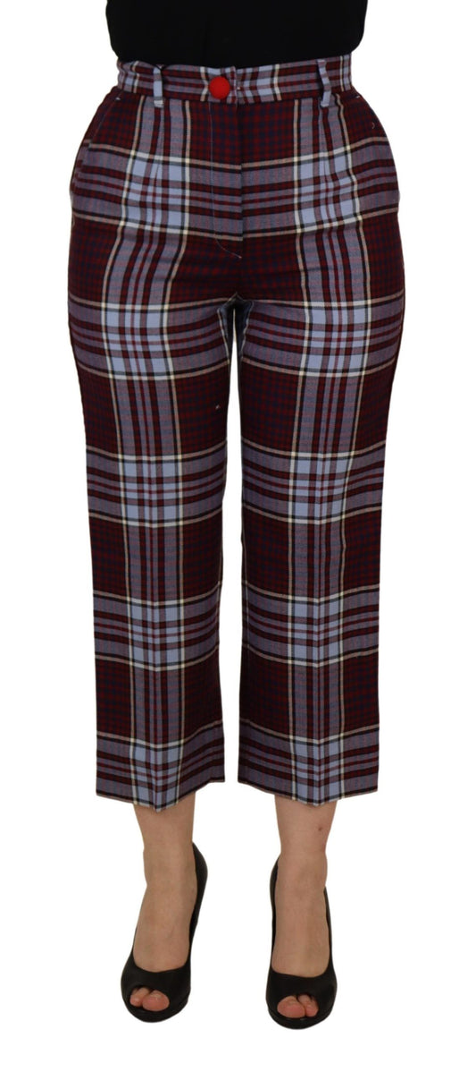 Dolce & Gabbana Gray Checked High Waist Cropped Trouser Pants by Dolce & Gabbana