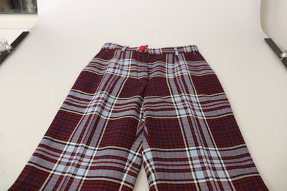 Dolce & Gabbana Gray Checked High Waist Cropped Trouser Pants by Dolce & Gabbana