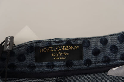 Dolce & Gabbana Blue Floral High Waist Skinny Denim Jeans by Dolce & Gabbana