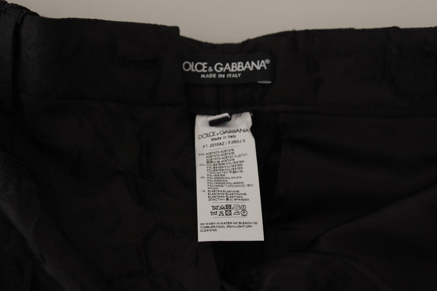 Dolce & Gabbana Black Brocade Cropped High Waist Pants by Dolce & Gabbana
