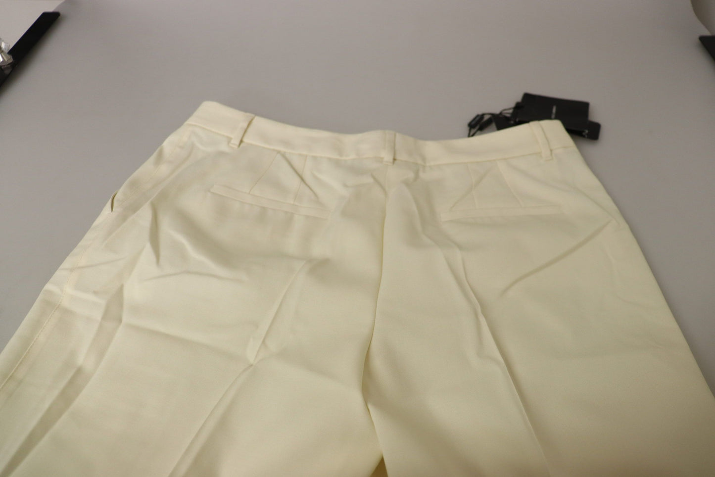 Dolce & Gabbana Ivory High Waist Cropped Folded Hem Trousers Pants by Dolce & Gabbana