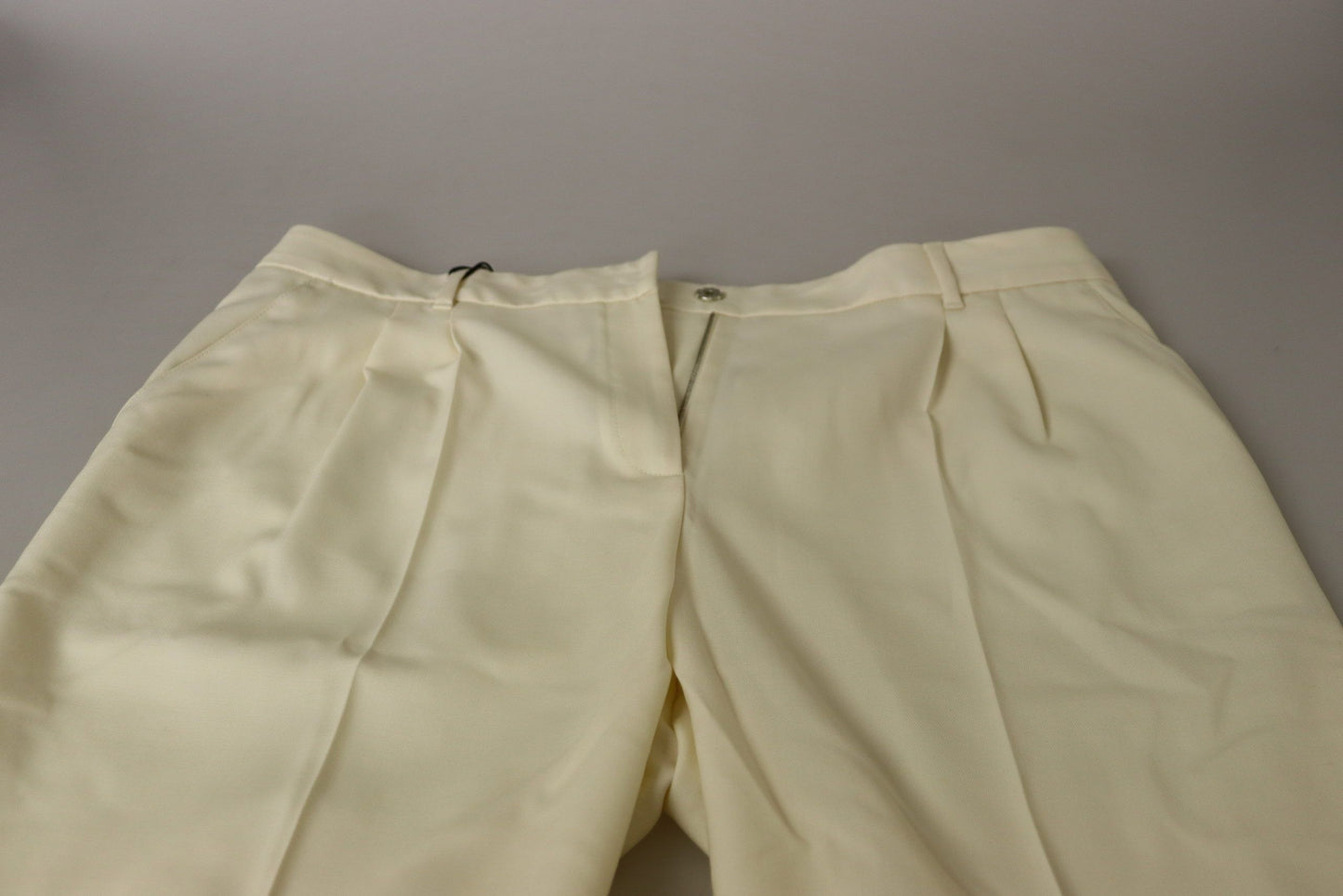 Dolce & Gabbana Ivory High Waist Cropped Folded Hem Trousers Pants by Dolce & Gabbana