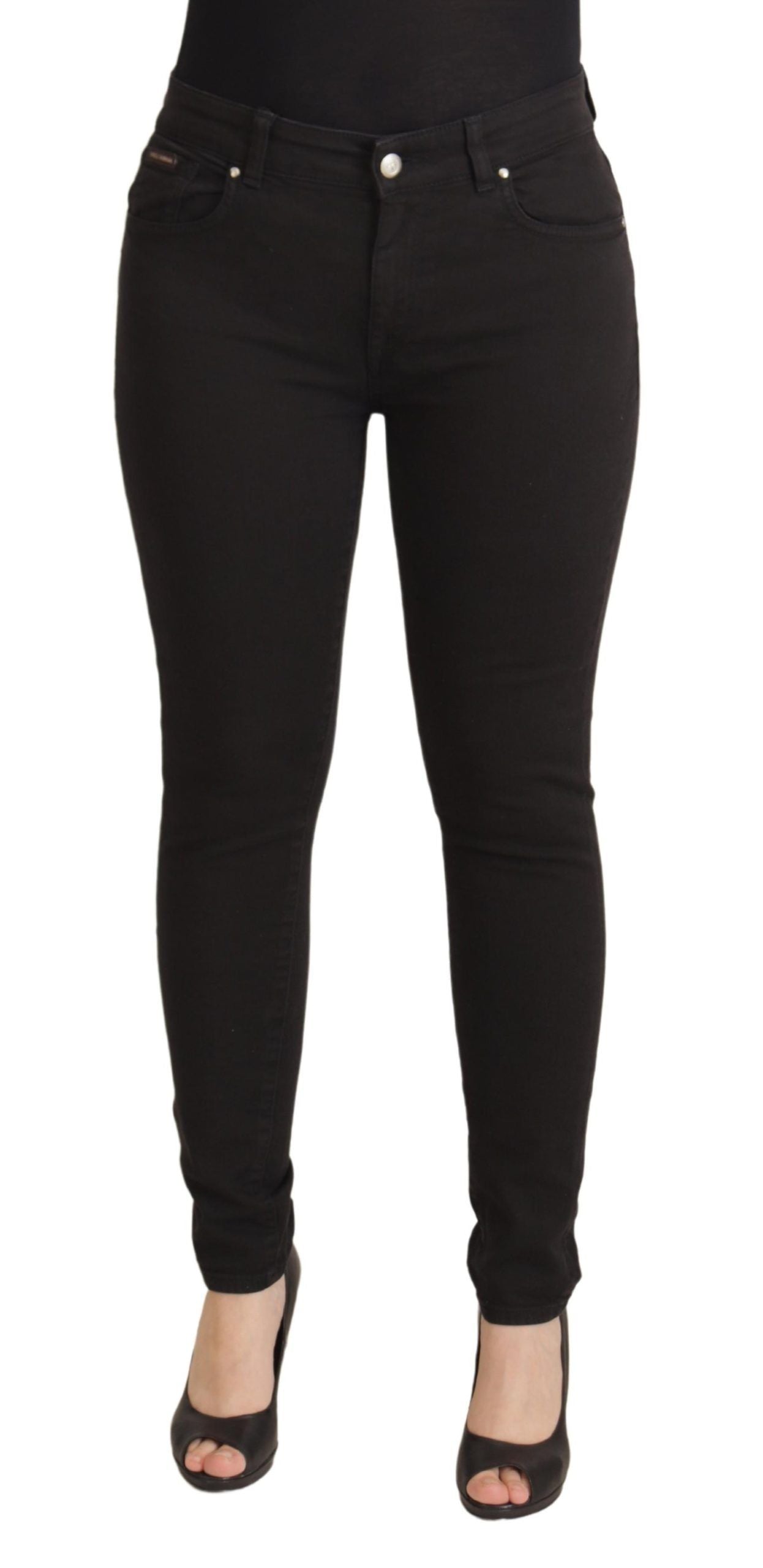 Dolce & Gabbana Black Mid Waist Skinny Denim Cotton Jeans by Dolce & Gabbana