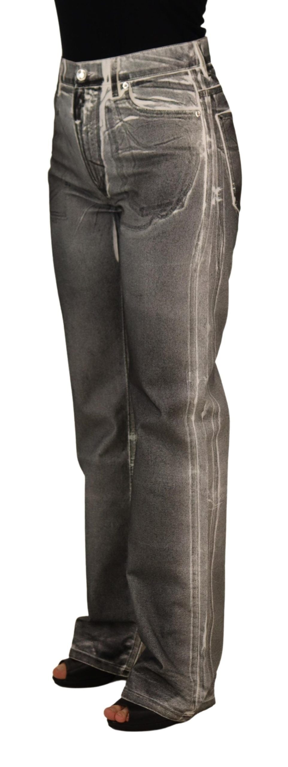 Dolce & Gabbana Grey Washed High Waist Denim Pants Cotton Jeans by Dolce & Gabbana