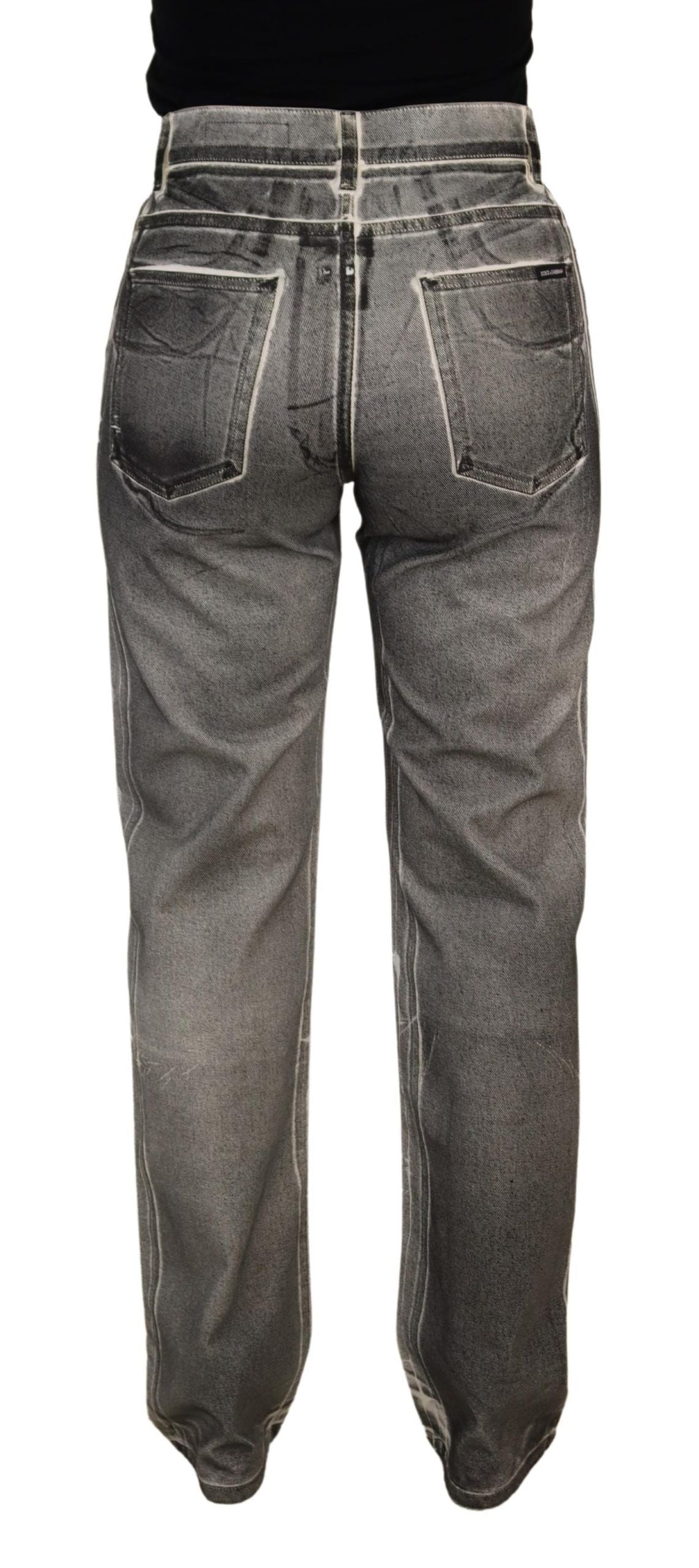 Dolce & Gabbana Grey Washed High Waist Denim Pants Cotton Jeans by Dolce & Gabbana