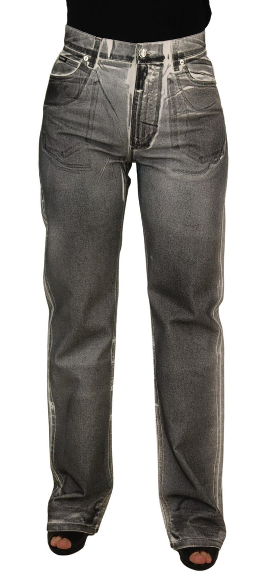 Dolce & Gabbana Grey Washed High Waist Denim Pants Cotton Jeans by Dolce & Gabbana