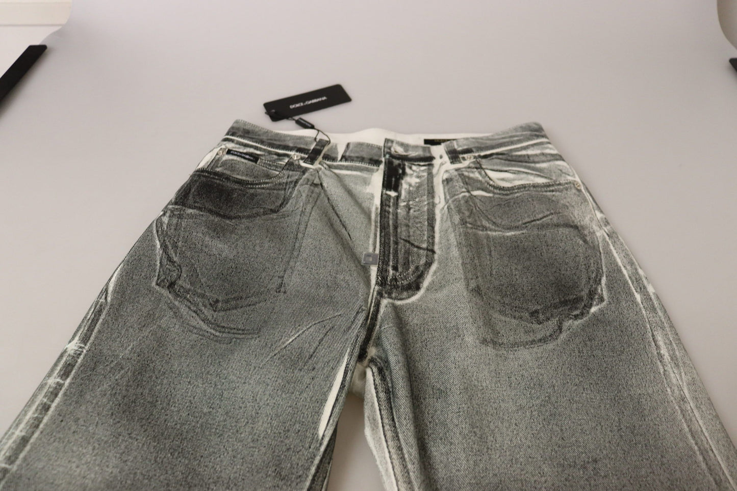 Dolce & Gabbana Grey Washed High Waist Denim Pants Cotton Jeans by Dolce & Gabbana