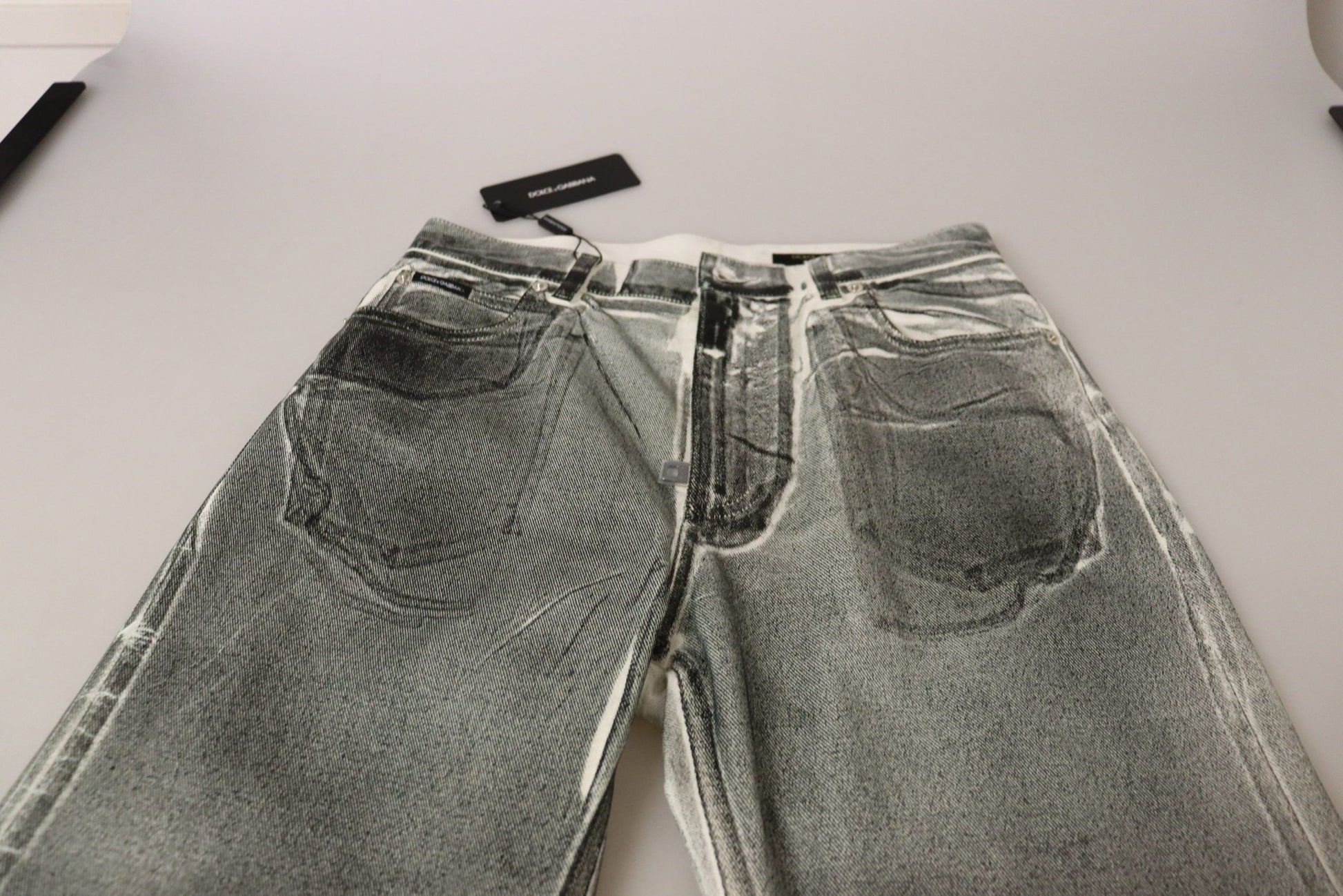 Dolce & Gabbana Grey Washed High Waist Denim Pants Cotton Jeans by Dolce & Gabbana