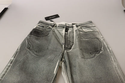 Dolce & Gabbana Grey Washed High Waist Denim Pants Cotton Jeans by Dolce & Gabbana
