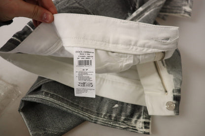 Dolce & Gabbana Grey Washed High Waist Denim Pants Cotton Jeans by Dolce & Gabbana
