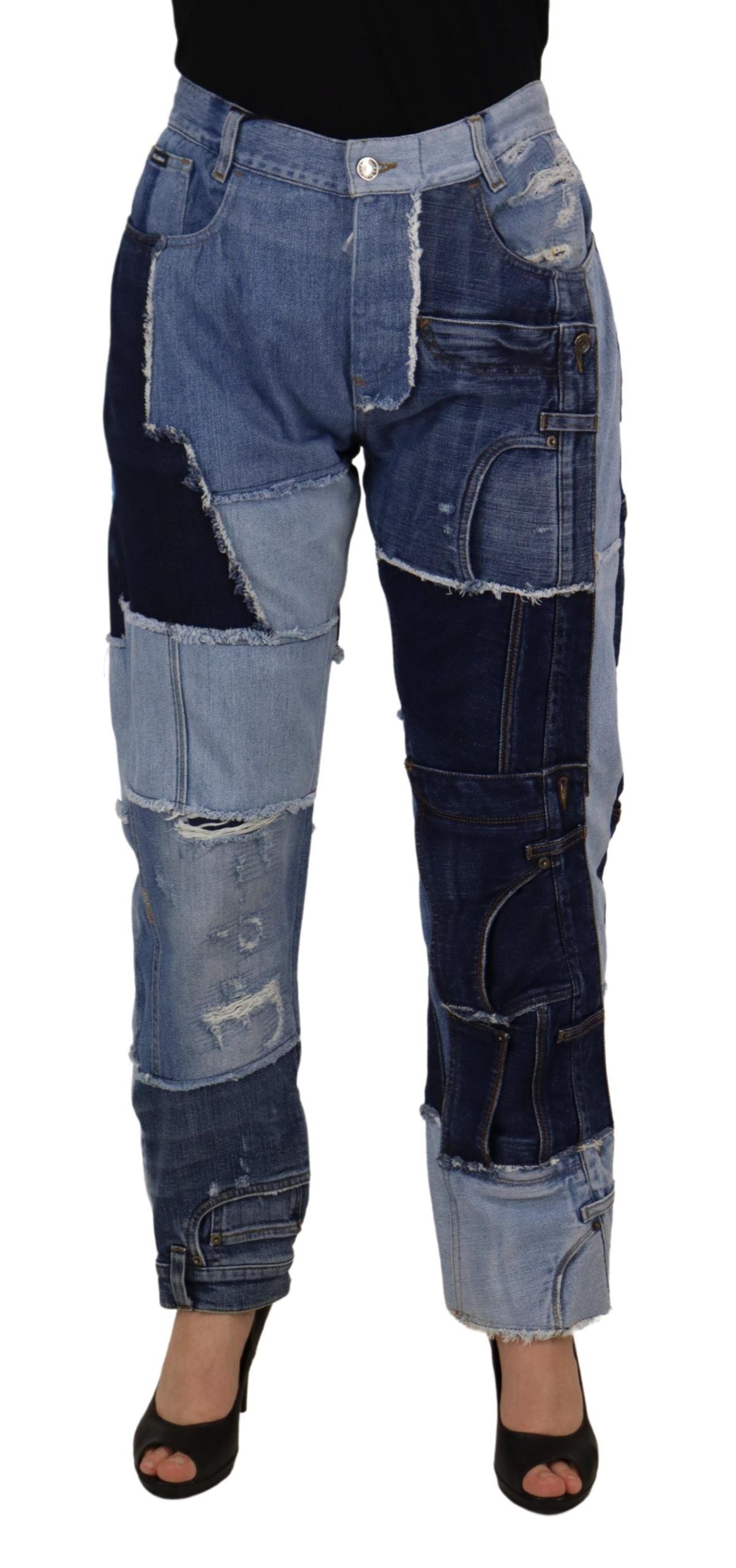 Dolce & Gabbana Multicolor Patchwork High Waist Denim Jeans by Dolce & Gabbana