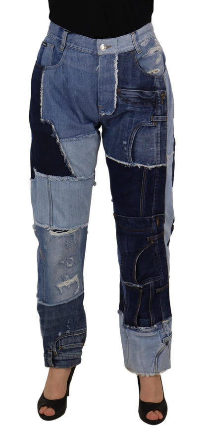 Dolce & Gabbana Multicolor Patchwork High Waist Denim Jeans by Dolce & Gabbana
