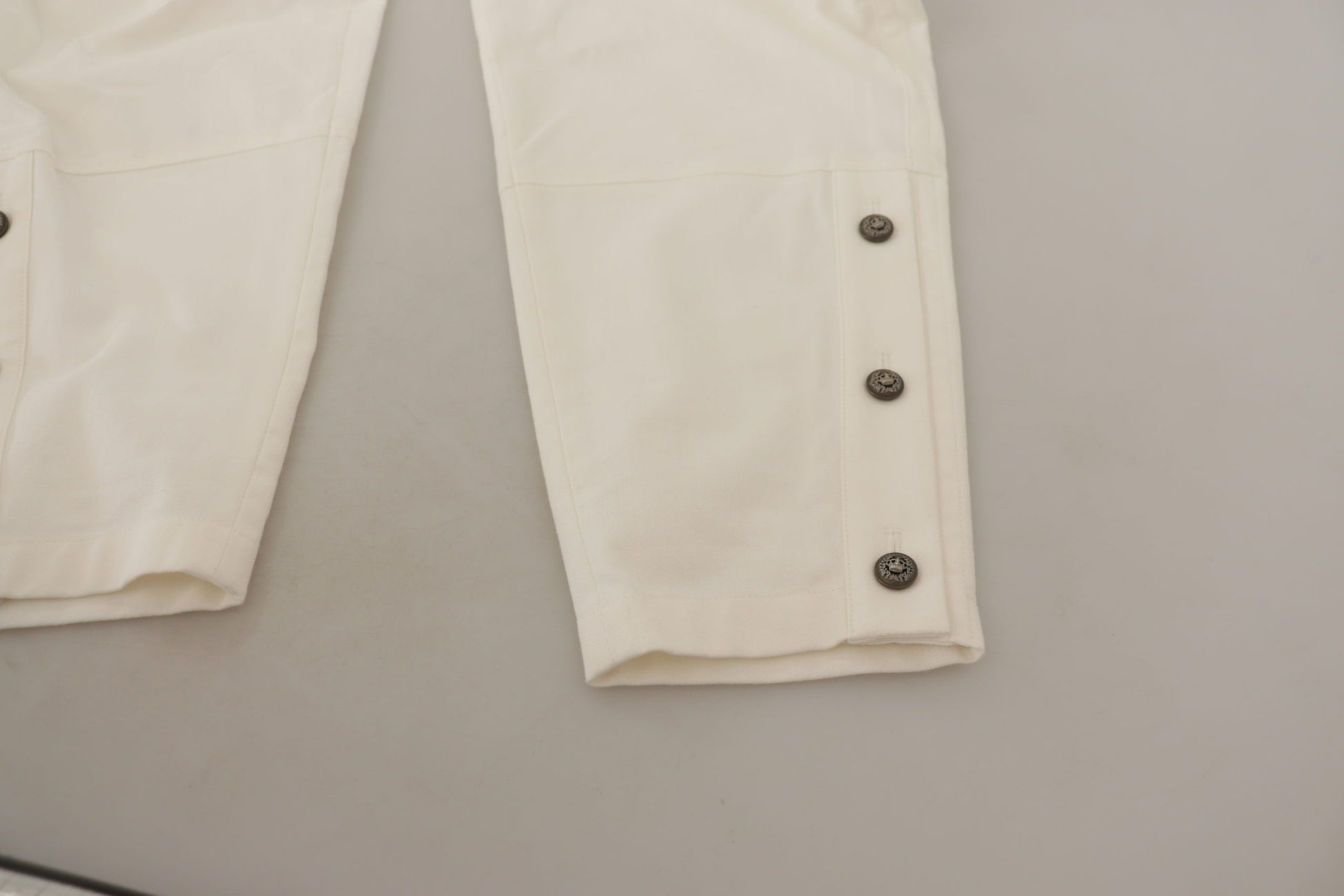 Dolce & Gabbana White High Waist Tapered Women Cotton Pants by Dolce & Gabbana
