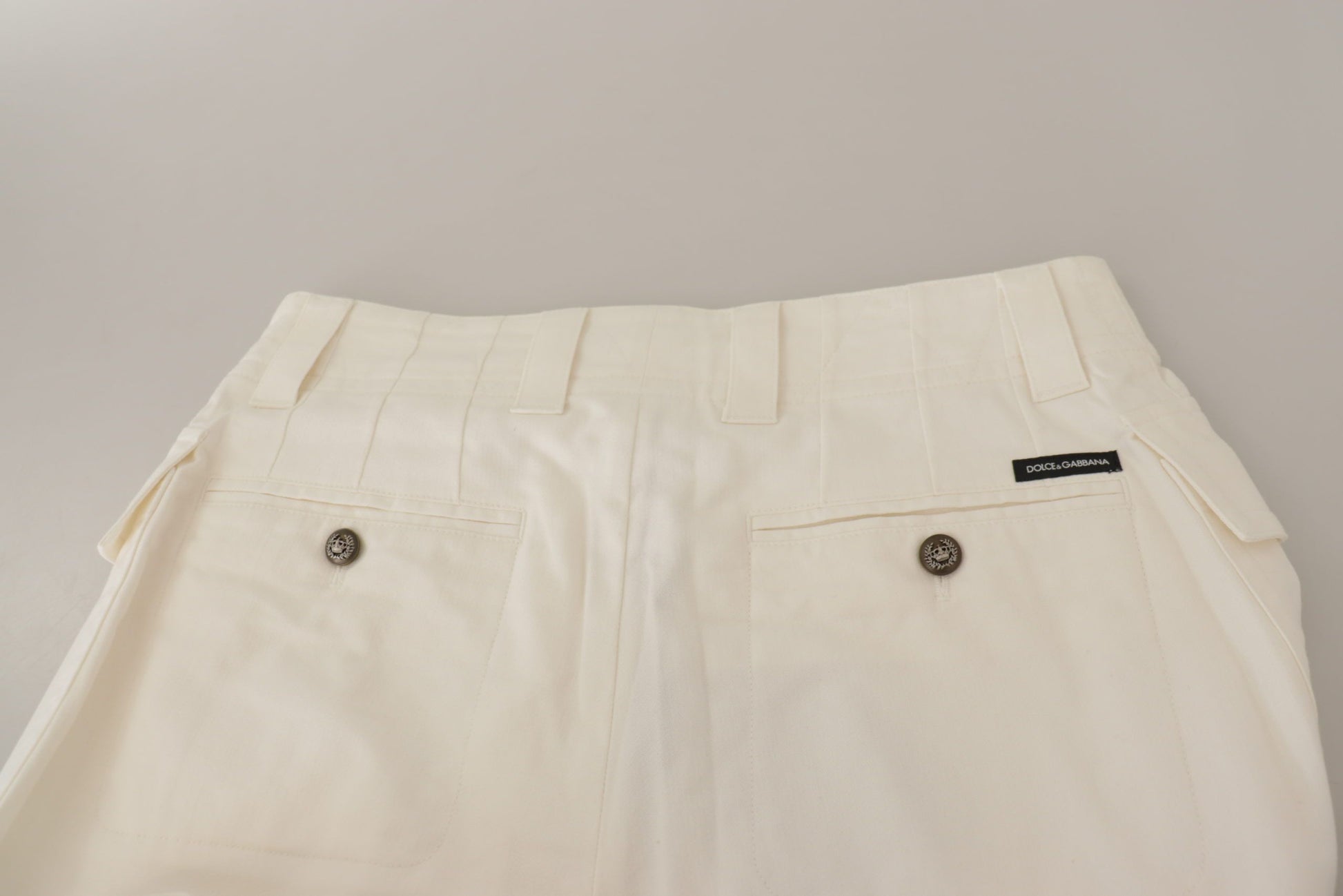 Dolce & Gabbana White High Waist Tapered Women Cotton Pants by Dolce & Gabbana