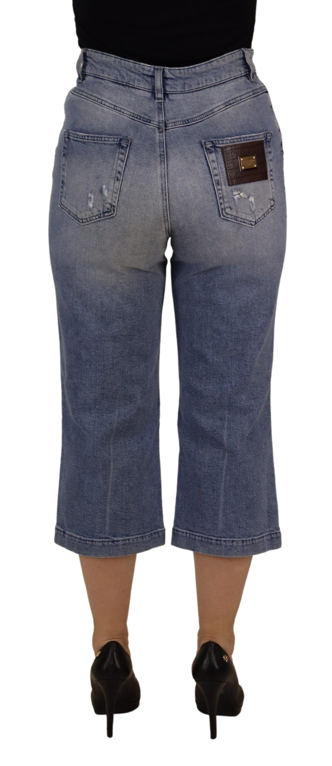 Dolce & Gabbana Blue Washed High Waist Cropped Denim Jeans by Dolce & Gabbana
