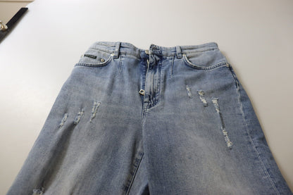 Dolce & Gabbana Blue Washed High Waist Cropped Denim Jeans by Dolce & Gabbana