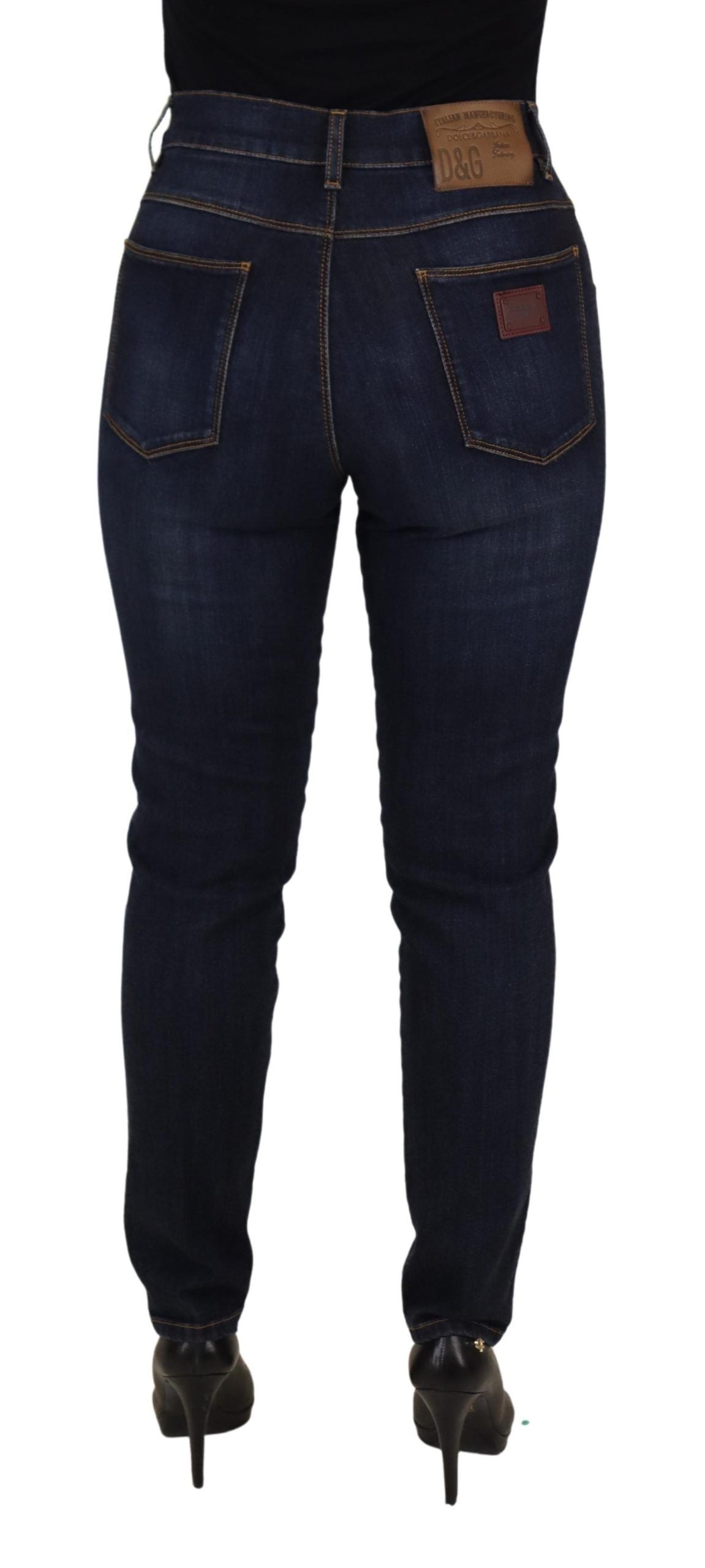 Dolce & Gabbana Blue Cotton High Waist Skinny Denim Jeans by Dolce & Gabbana