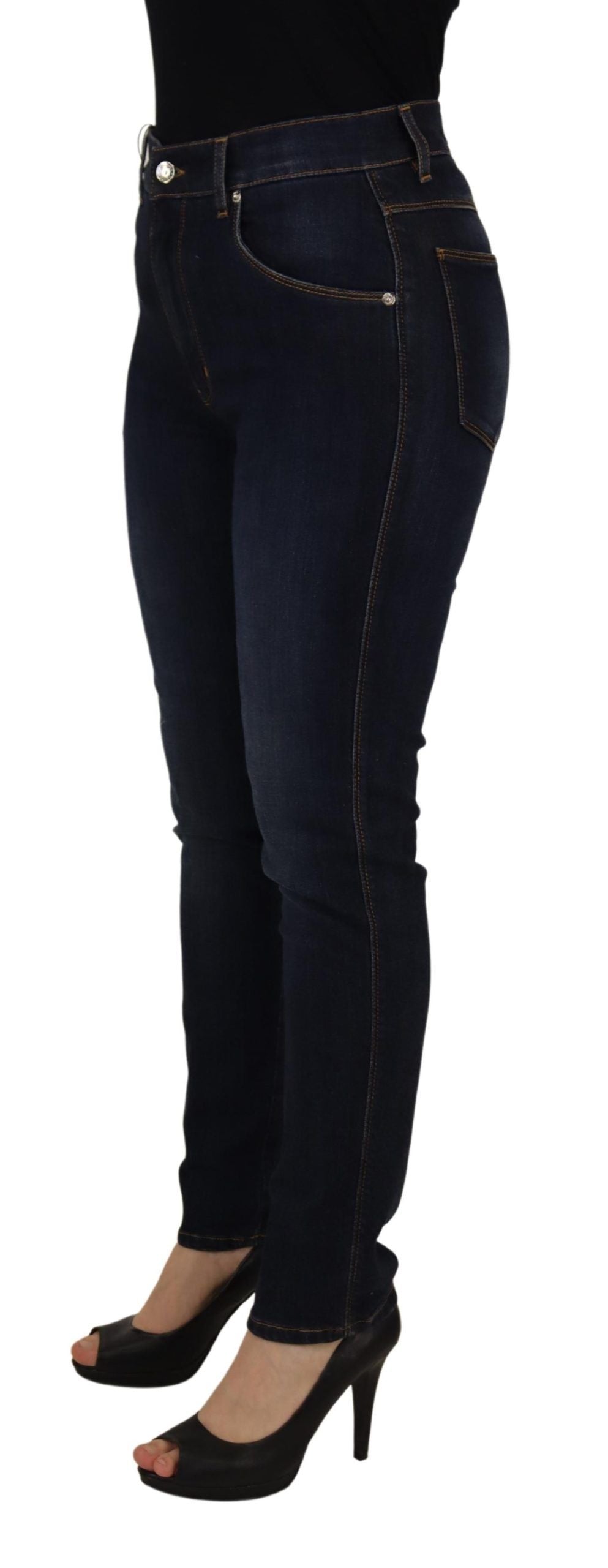 Dolce & Gabbana Blue Cotton High Waist Skinny Denim Jeans by Dolce & Gabbana
