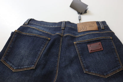 Dolce & Gabbana Blue Cotton High Waist Skinny Denim Jeans by Dolce & Gabbana