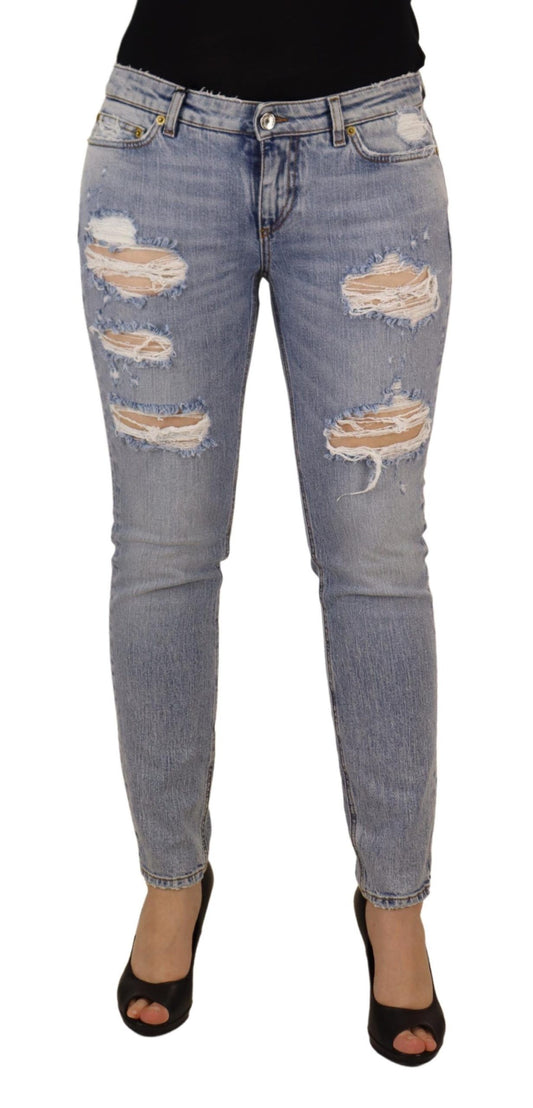 Dolce & Gabbana Blue Cotton Stretch Skinny Low Waist Denim Jeans by Dolce & Gabbana