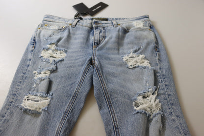 Dolce & Gabbana Blue Cotton Stretch Skinny Low Waist Denim Jeans by Dolce & Gabbana
