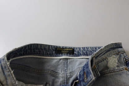 Dolce & Gabbana Blue Cotton Stretch Skinny Low Waist Denim Jeans by Dolce & Gabbana