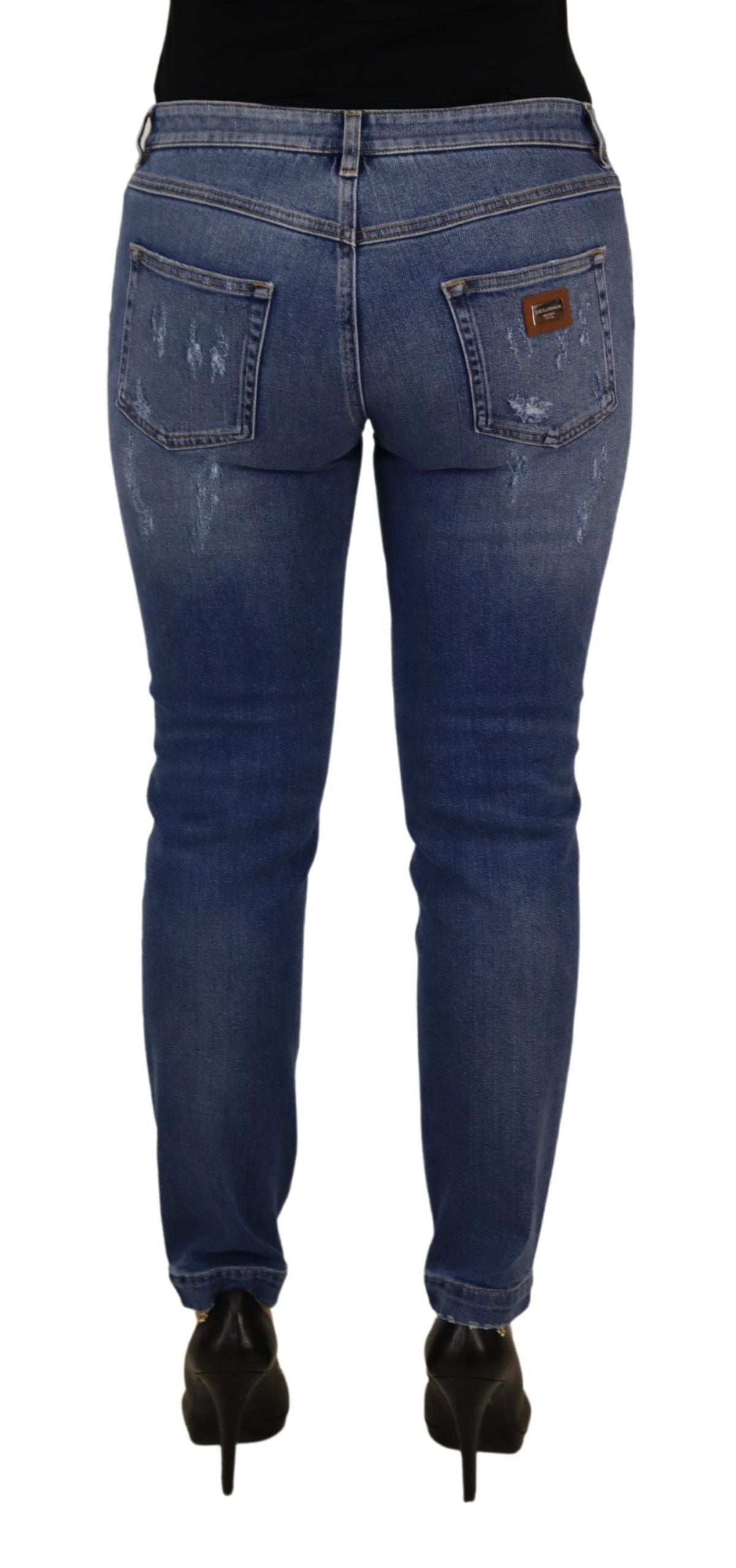 Dolce & Gabbana Blue Washed Cotton Skinny Low Waist Denim Jeans by Dolce & Gabbana