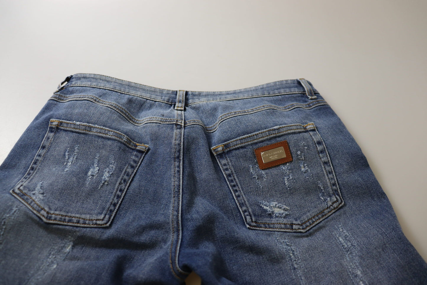 Dolce & Gabbana Blue Washed Cotton Skinny Low Waist Denim Jeans by Dolce & Gabbana