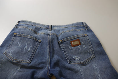Dolce & Gabbana Blue Washed Cotton Skinny Low Waist Denim Jeans by Dolce & Gabbana