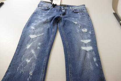 Dolce & Gabbana Blue Washed Cotton Skinny Low Waist Denim Jeans by Dolce & Gabbana