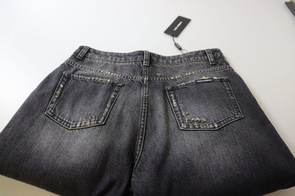 Dolce & Gabbana Black Washed Tattered High Waist Denim Jeans by Dolce & Gabbana