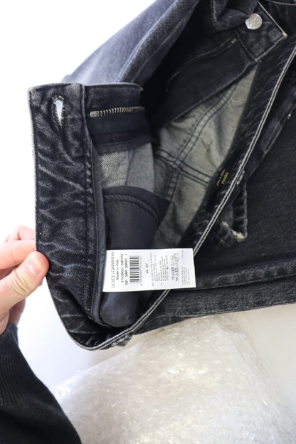 Dolce & Gabbana Black Washed Tattered High Waist Denim Jeans by Dolce & Gabbana