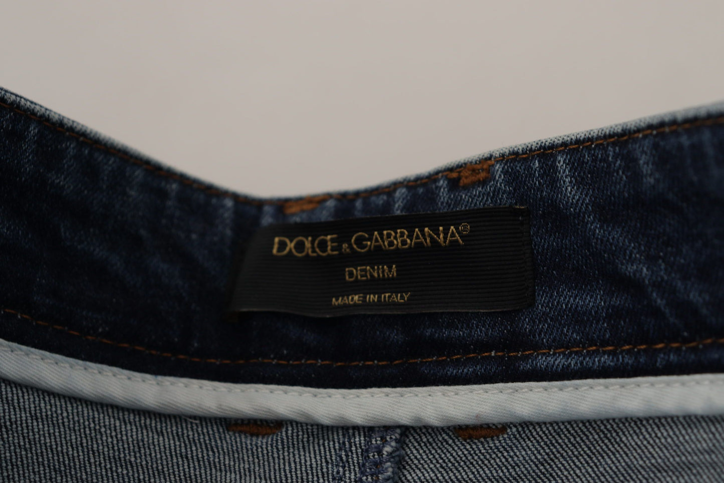 Dolce & Gabbana Blue Denim Crystal Embellished Pants Jeans by Dolce & Gabbana