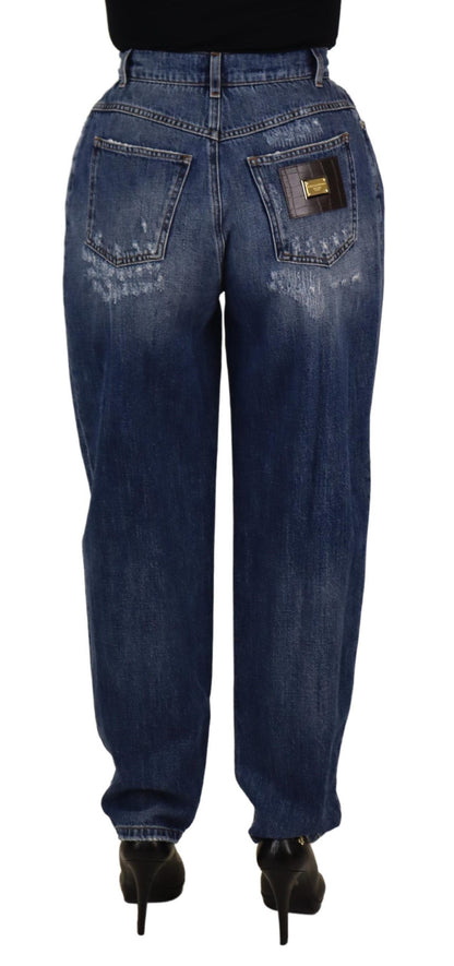Dolce & Gabbana Blue Washed High Waist Loose Fit Pants by Dolce & Gabbana