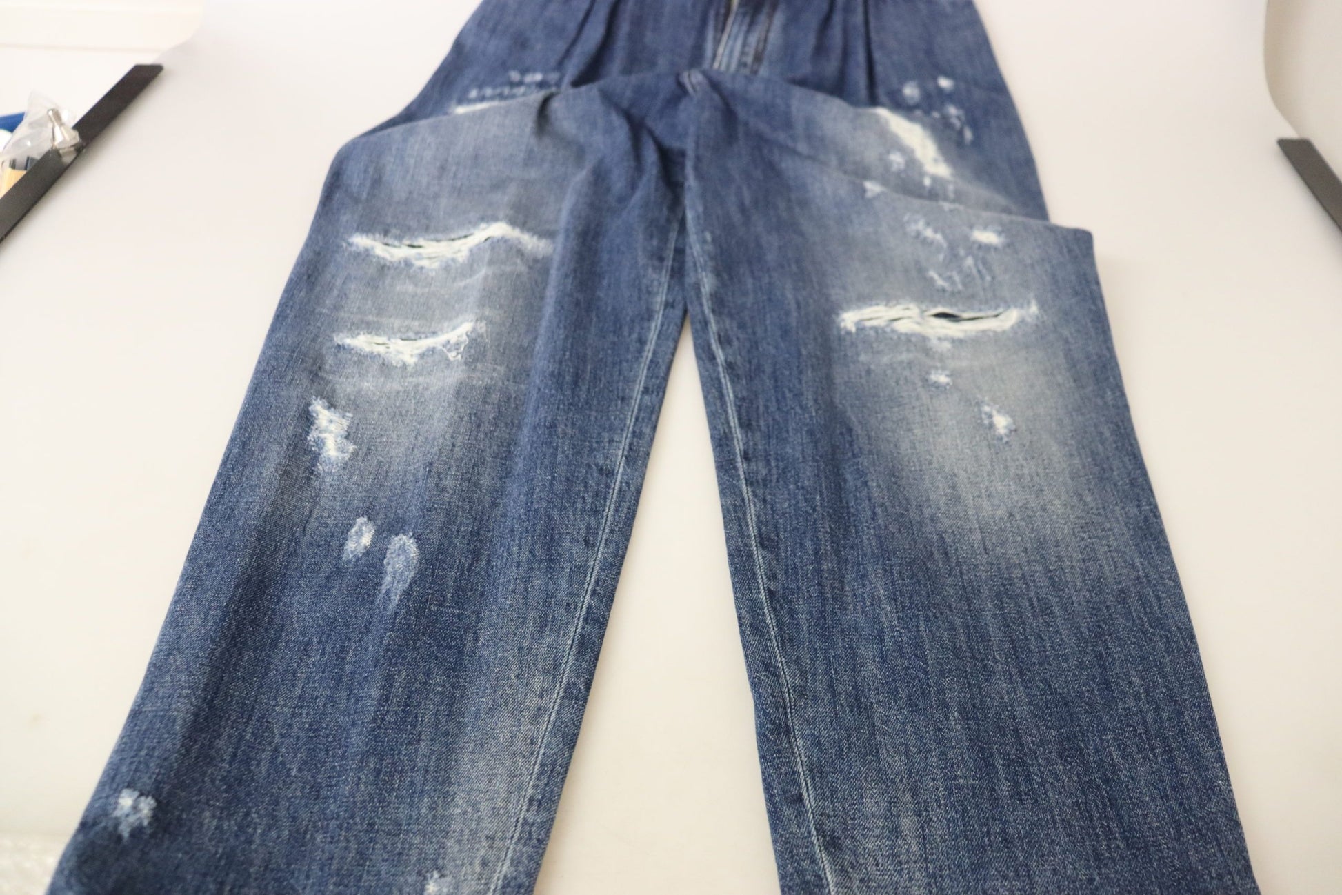 Dolce & Gabbana Blue Washed High Waist Loose Fit Pants by Dolce & Gabbana