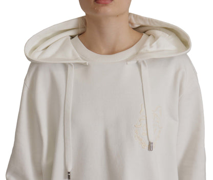 Dolce & Gabbana White Hoodie Pullover Embroidered Sweater by Dolce & Gabbana