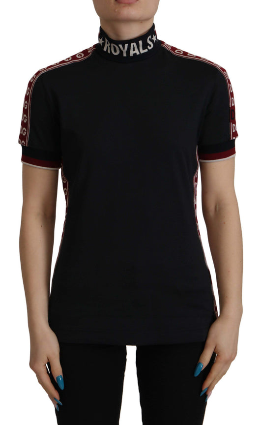T-shirt élégant en coton noir à col roulé Dolce &amp; Gabbana