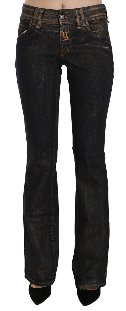 John Galliano Black Washed Mid Waist Flared Denim Pants Cotton by John Galliano