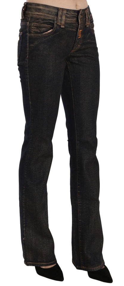 John Galliano Black Washed Mid Waist Flared Denim Pants Cotton by John Galliano
