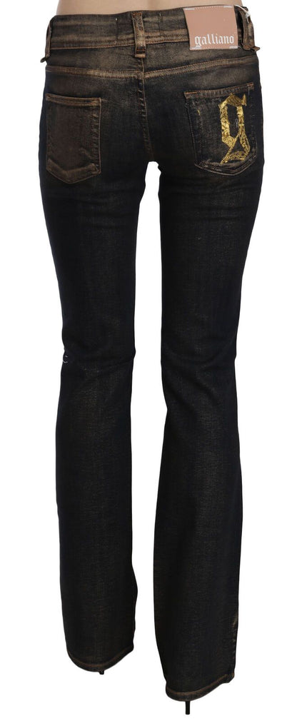 John Galliano Black Washed Mid Waist Flared Denim Pants Cotton by John Galliano