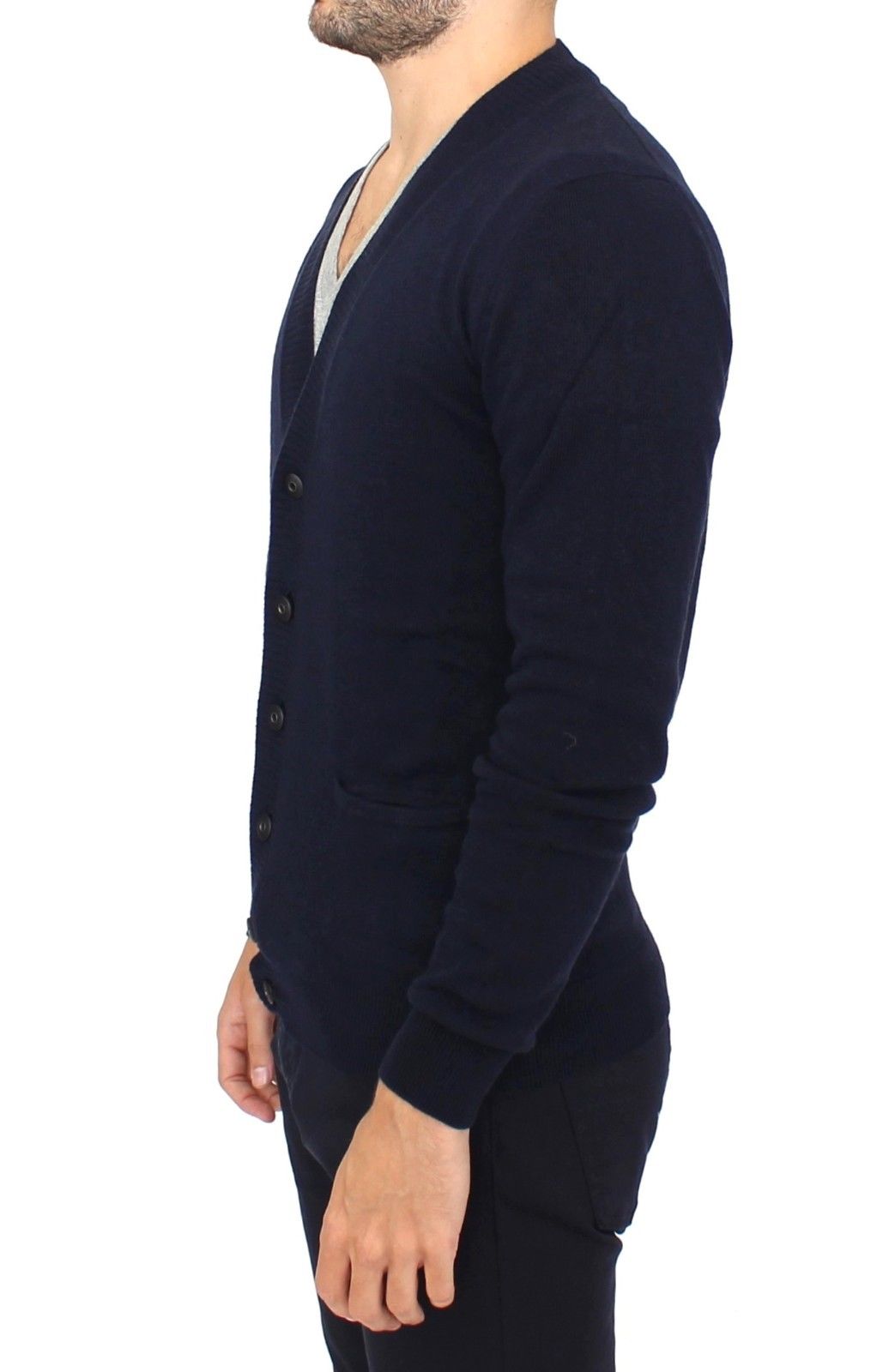 Pull cardigan en laine mélangée bleu chic Ermanno Scervino