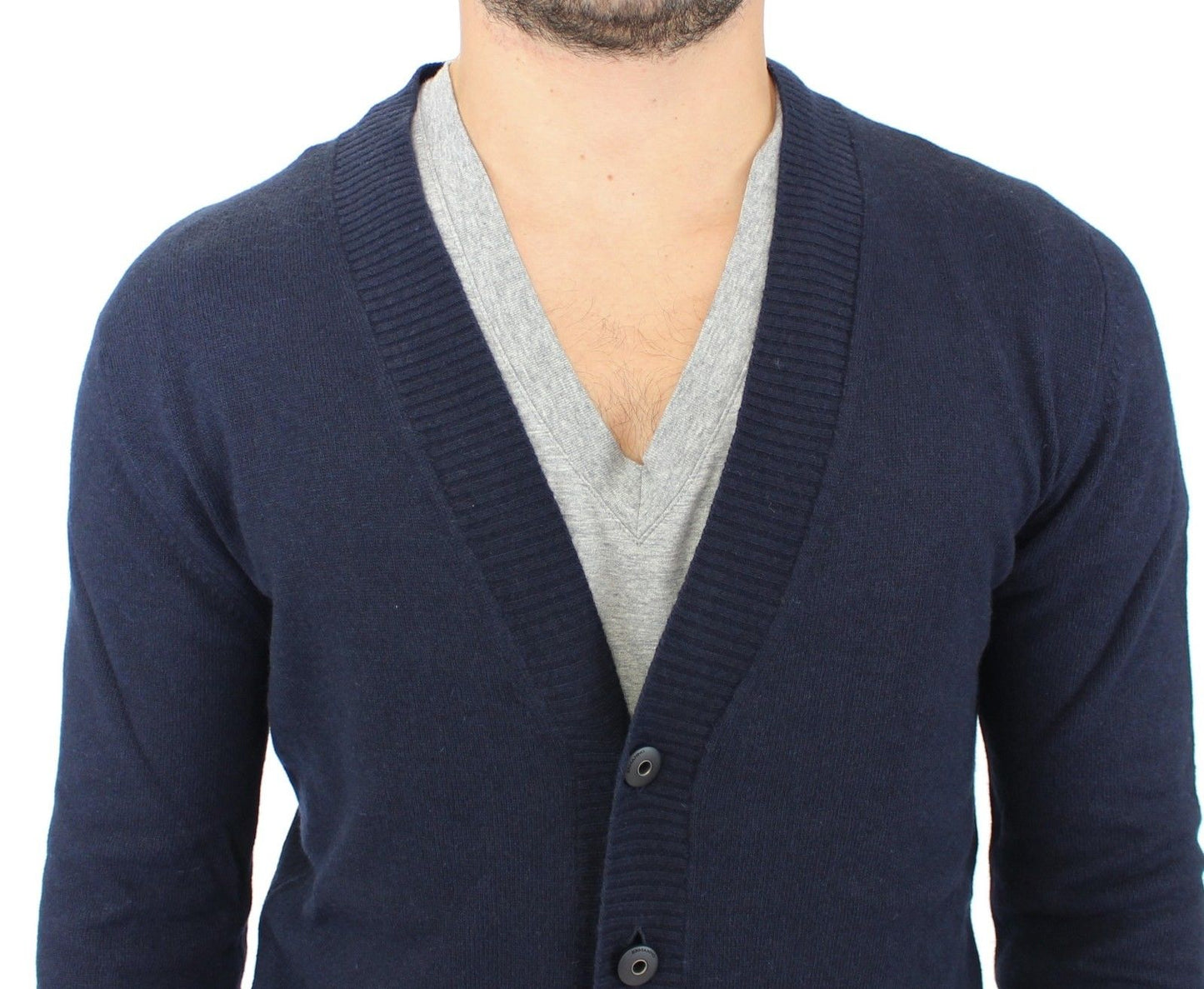 Pull cardigan en laine mélangée bleu chic Ermanno Scervino