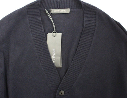 Pull cardigan en laine mélangée bleu chic Ermanno Scervino