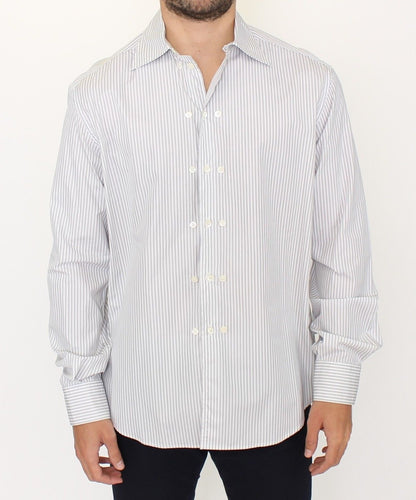Chemise élégante en coton à rayures blanches et grises Ermanno Scervino